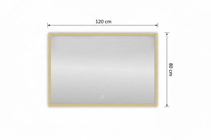 Spiegel Nuvem Mat Goud rechthoek met led verlichting 80x60 of 60, 100, 120 x80 cm moderne badkamer SaniSupreme