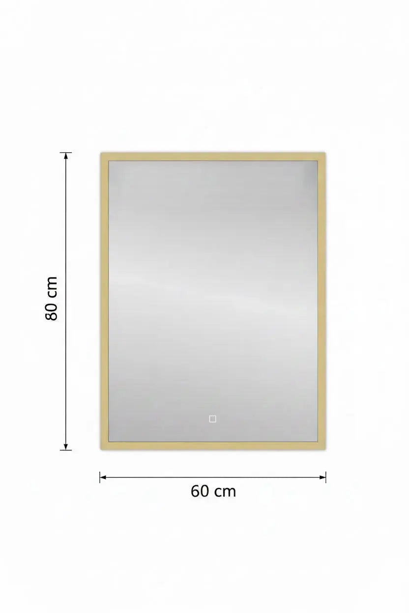 Spiegel Nuvem Mat Goud rechthoek met led verlichting 80x60 of 60, 100, 120 x80 cm moderne badkamer SaniSupreme