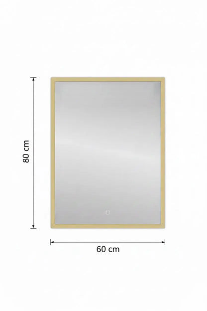 Spiegel Nuvem Mat Goud rechthoek met led verlichting 80x60 of 60, 100, 120 x80 cm moderne badkamer SaniSupreme
