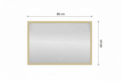 Spiegel Nuvem Mat Goud rechthoek met led verlichting 80x60 of 60, 100, 120 x80 cm moderne badkamer SaniSupreme Sanisupreme