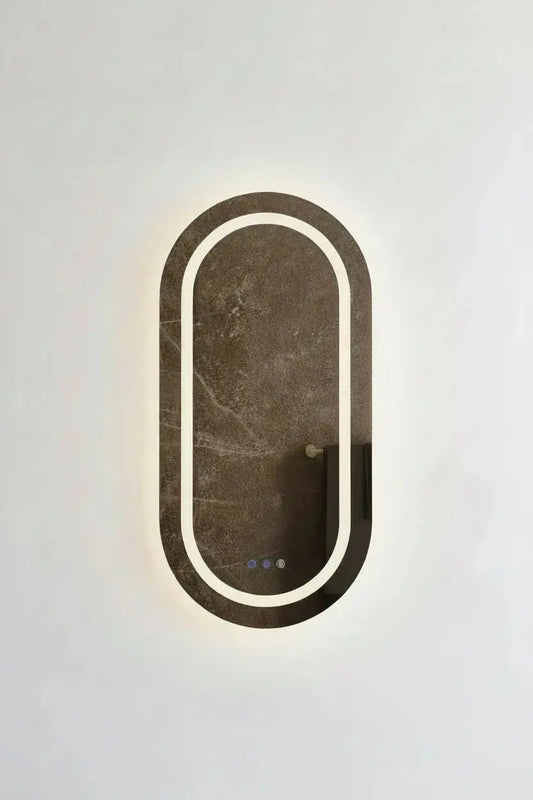 Spiegel Serena rond met led verlichting, dimbaar en verwarming 100x50cm SaniSupreme maattekening