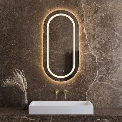 Spiegel Serena rond met led verlichting, dimbaar en verwarming 100x50cm SaniSupreme