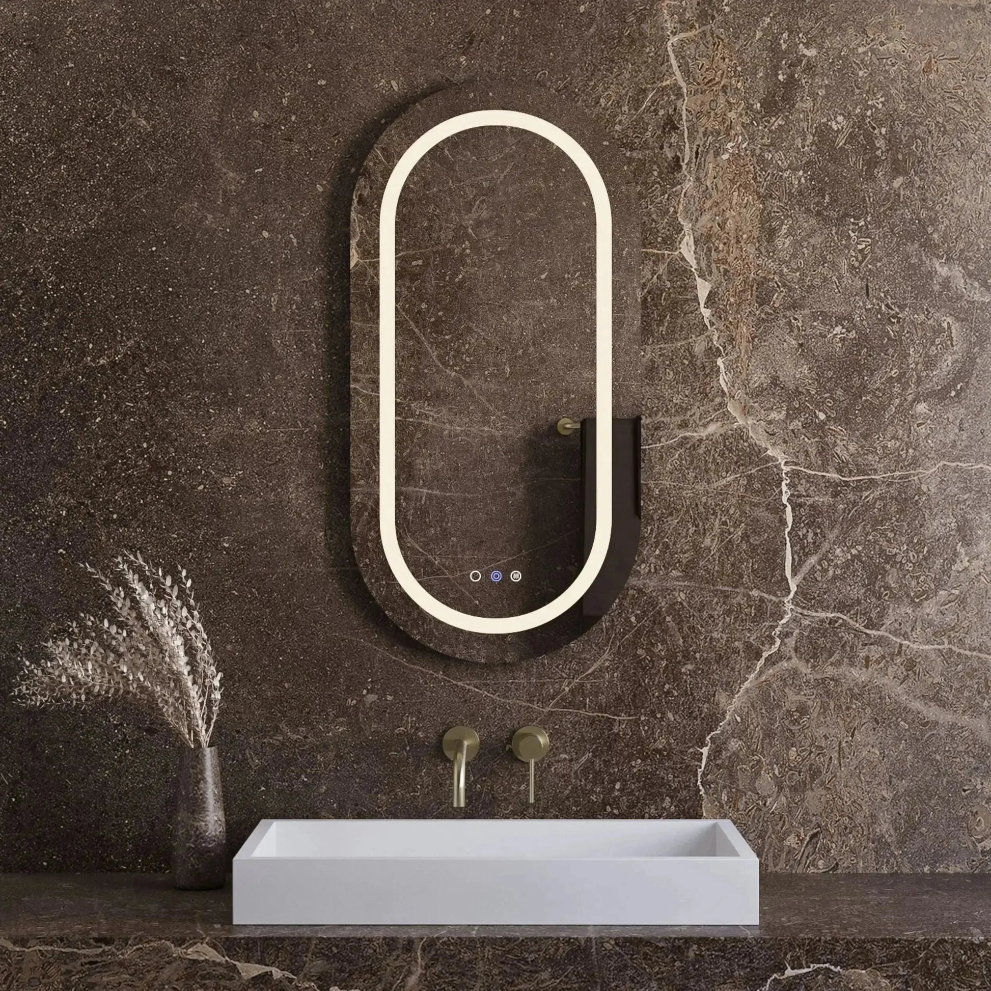 Spiegel Serena rond met led verlichting, dimbaar en verwarming 100x50cm SaniSupreme badkamer
