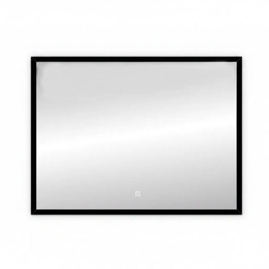 Spiegel Vela Mat Zwart rechthoek met led verlichting 80x60 moderne badkamer SaniSupreme