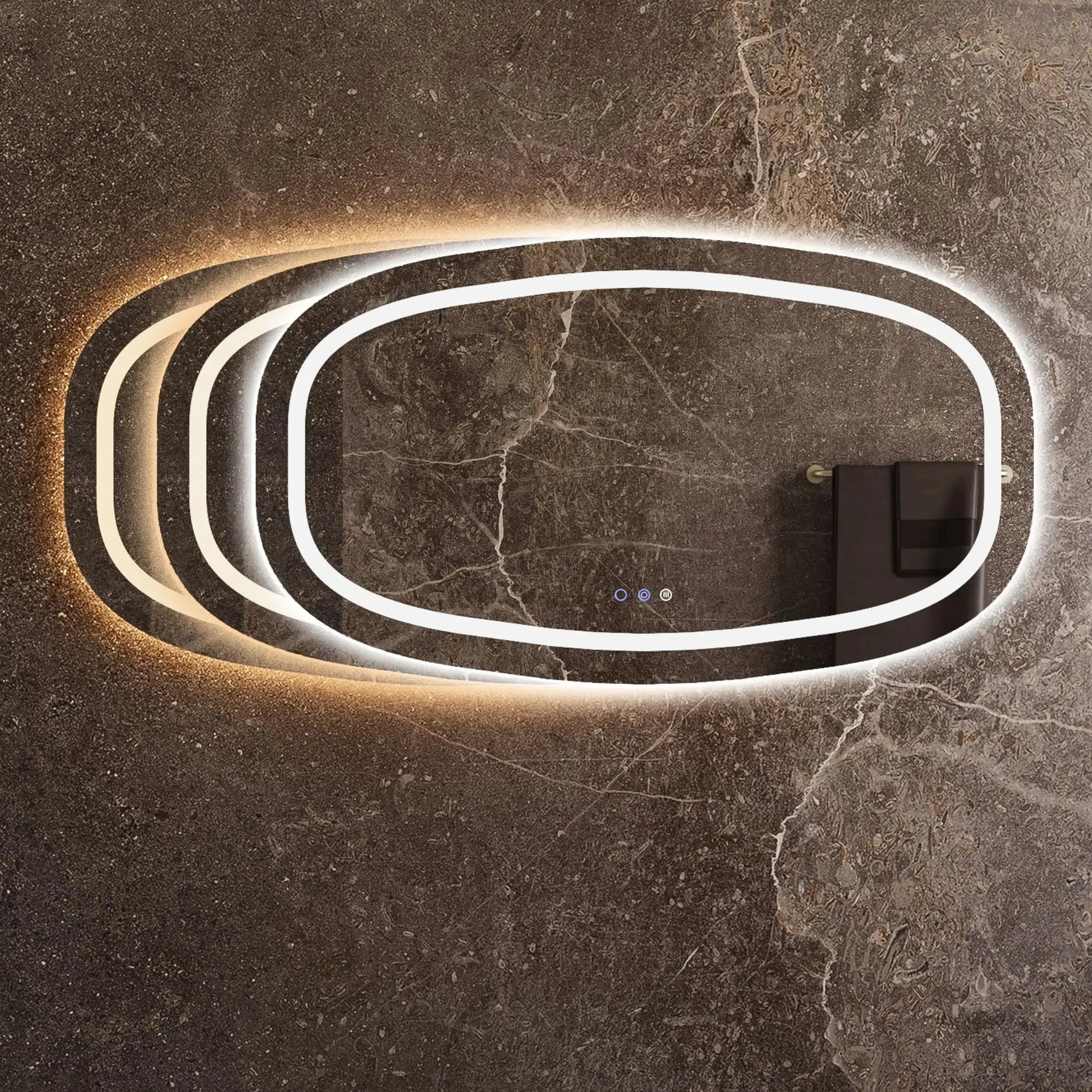 Spiegel owalny ovaal met led verlichting, dimbaar en verwarming 100, 120, 140  SaniSupreme