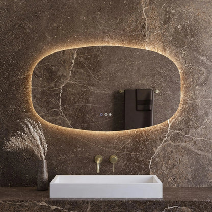 Spiegel owalny ovaal met led verlichting, dimbaar en verwarming 100, 120, 140  SaniSupreme