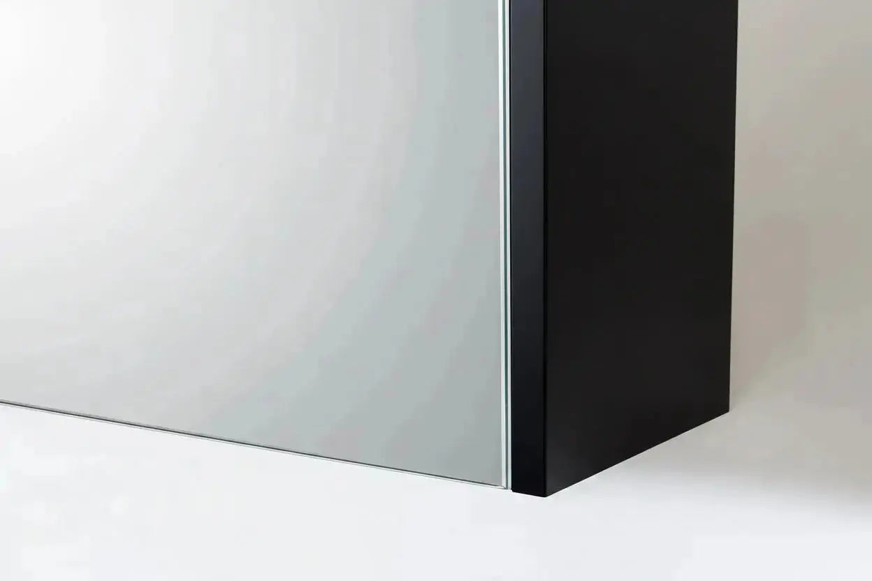 Badmeubel Set Abruzzo wastafel en spiegelkast 60 cm Zwart SaniSupreme Sanisupreme