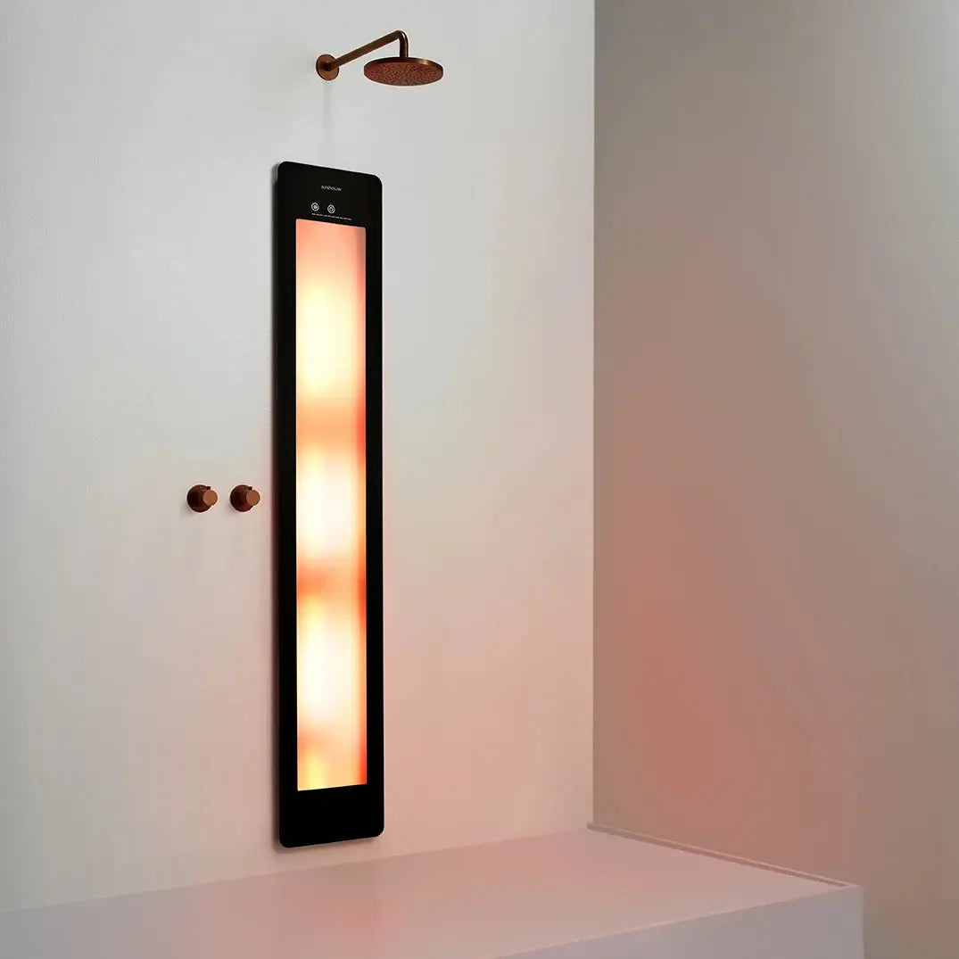 Sunshower Plus Round Black Inbouw Wellnesspaneel met infrarood en UV-licht
