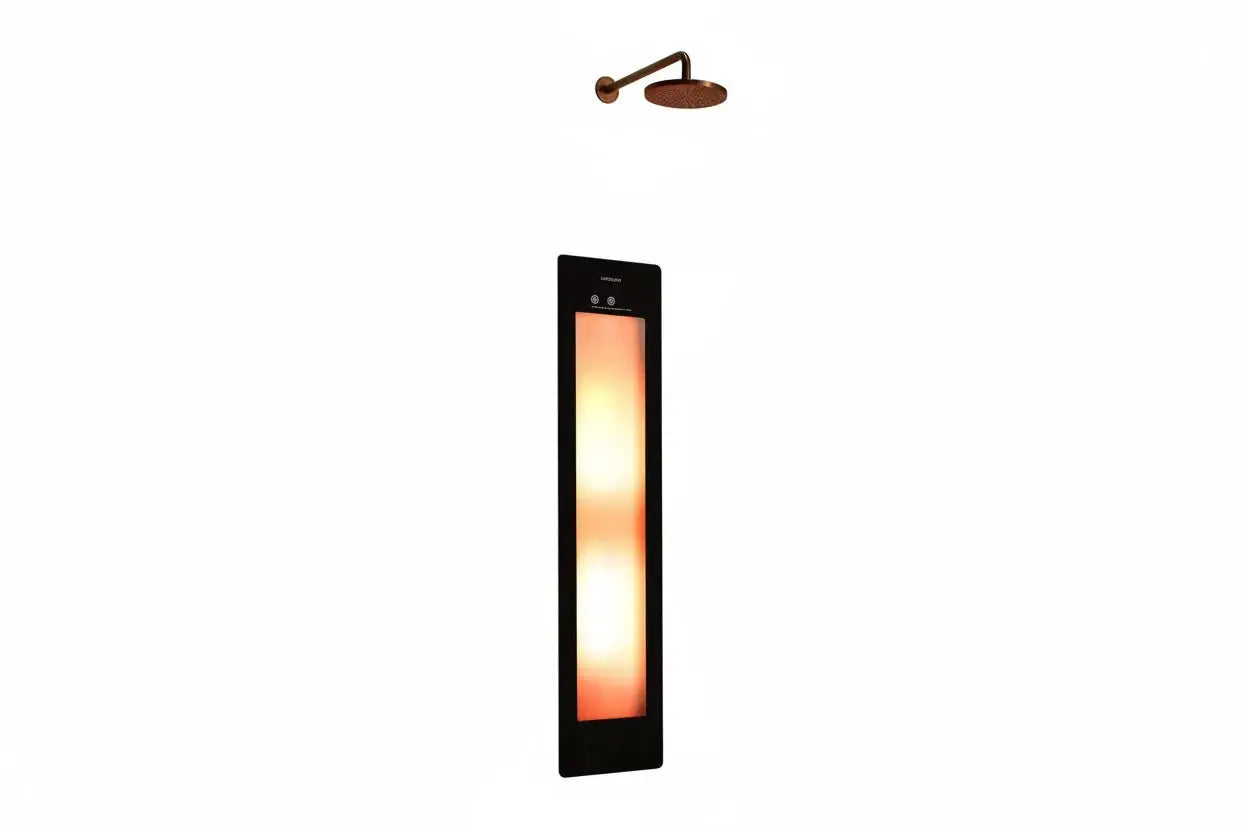 Sunshower Plus Round Black Inbouw Wellnesspaneel met infrarood en UV-licht