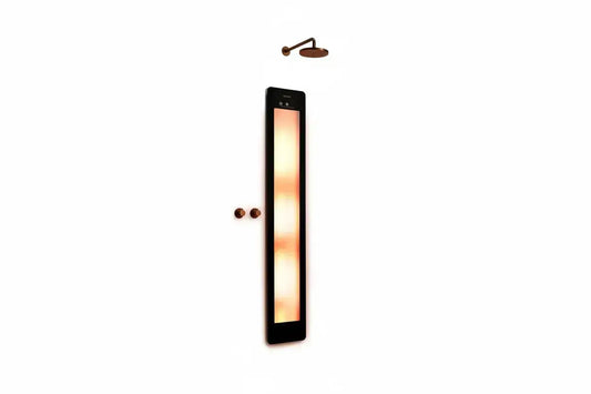 Sunshower Plus Round Black Inbouw Wellnesspaneel met infrarood en UV-licht