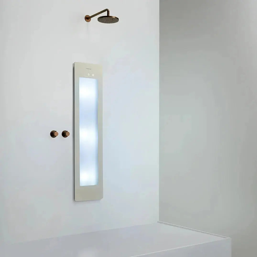 Sunshower Plus Round Sand White Inbouw Wellnesspaneel met infrarood en UV-licht SaniSupreme