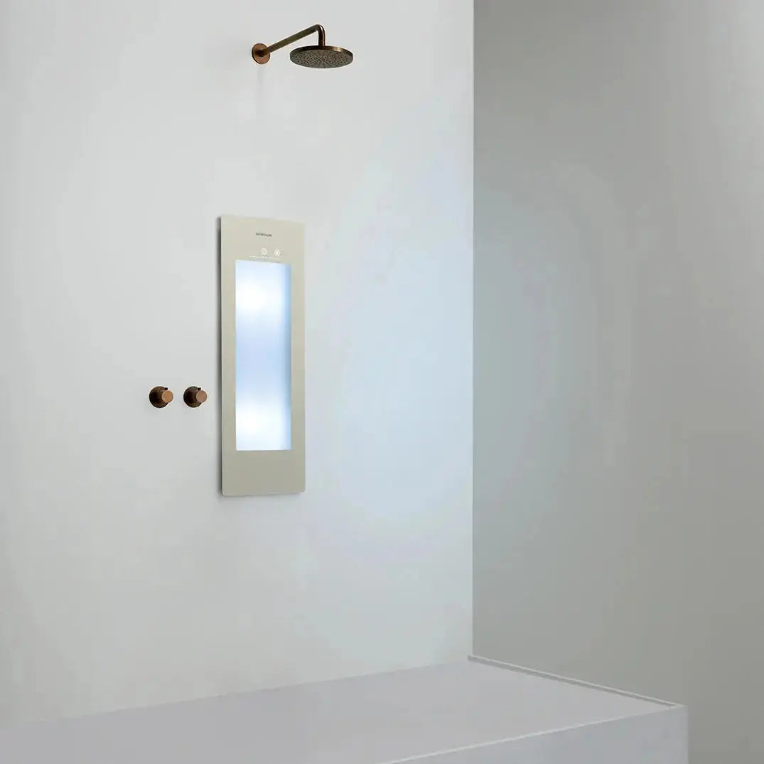 Sunshower Plus Round Sand White Inbouw Wellnesspaneel met infrarood en UV-licht SaniSupreme