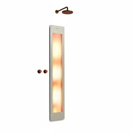 Sunshower Plus Round Sand White Inbouw Wellnesspaneel met infrarood en UV-licht SaniSupreme