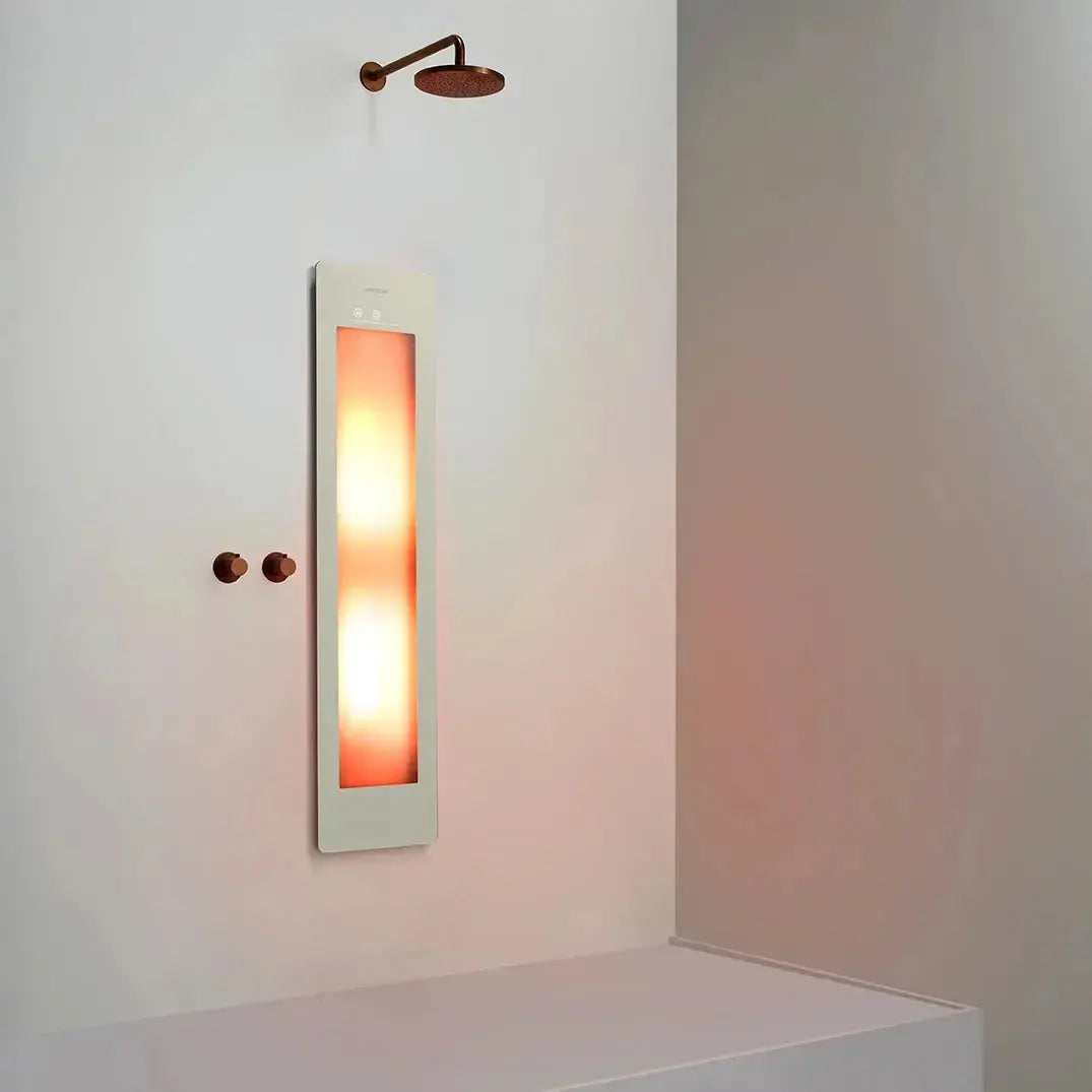 Sunshower Plus Round Sand White Inbouw Wellnesspaneel met infrarood en UV-licht SaniSupreme