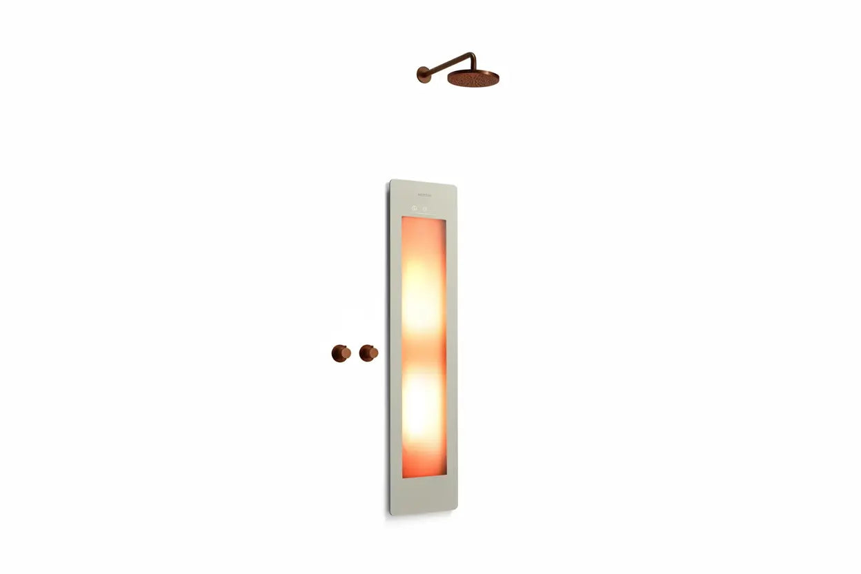 Sunshower Plus Round Sand White Inbouw Wellnesspaneel met infrarood en UV-licht SaniSupreme