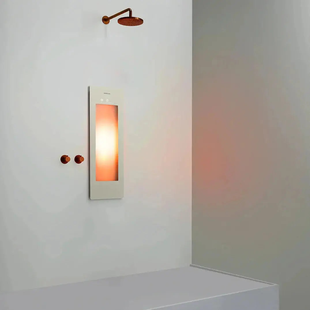 Sunshower Plus Round Sand White Inbouw Wellnesspaneel met infrarood en UV-licht SaniSupreme