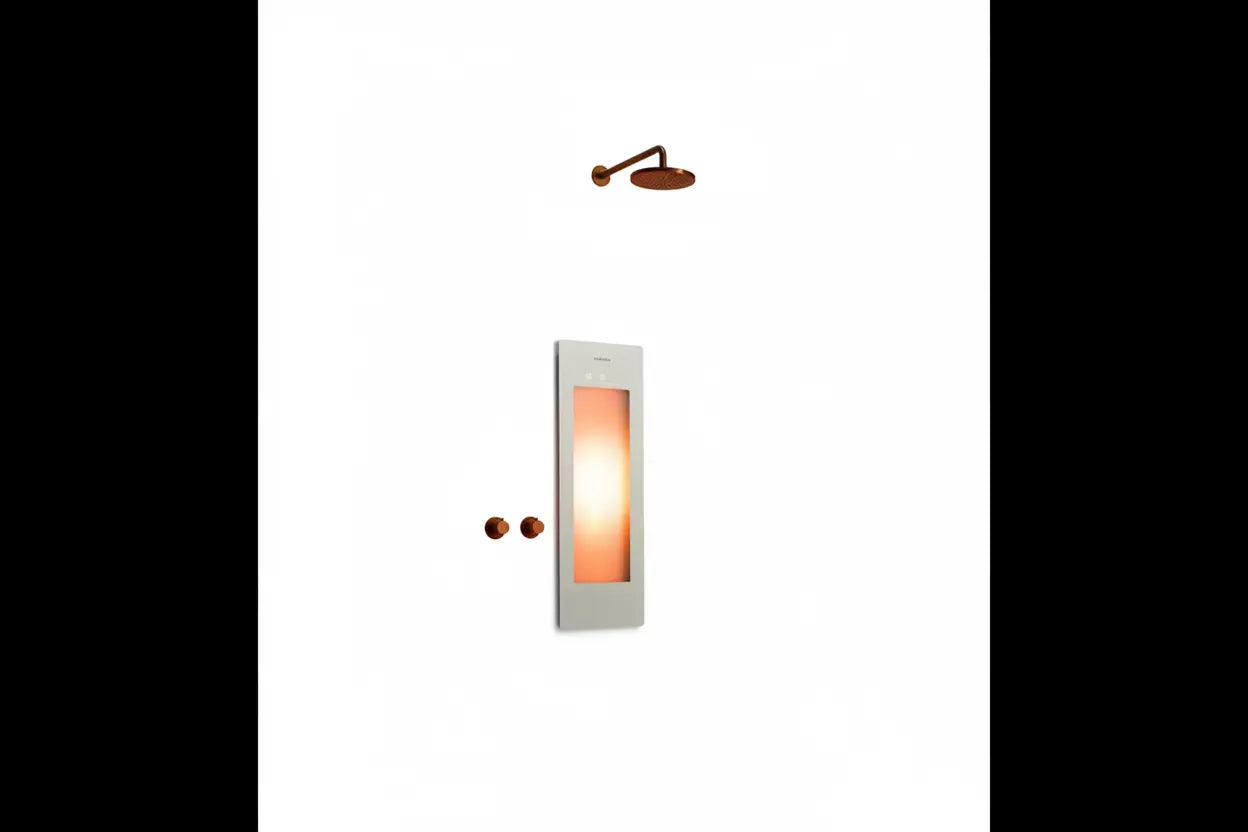 Sunshower Plus Round Sand White Inbouw Wellnesspaneel met infrarood en UV-licht SaniSupreme