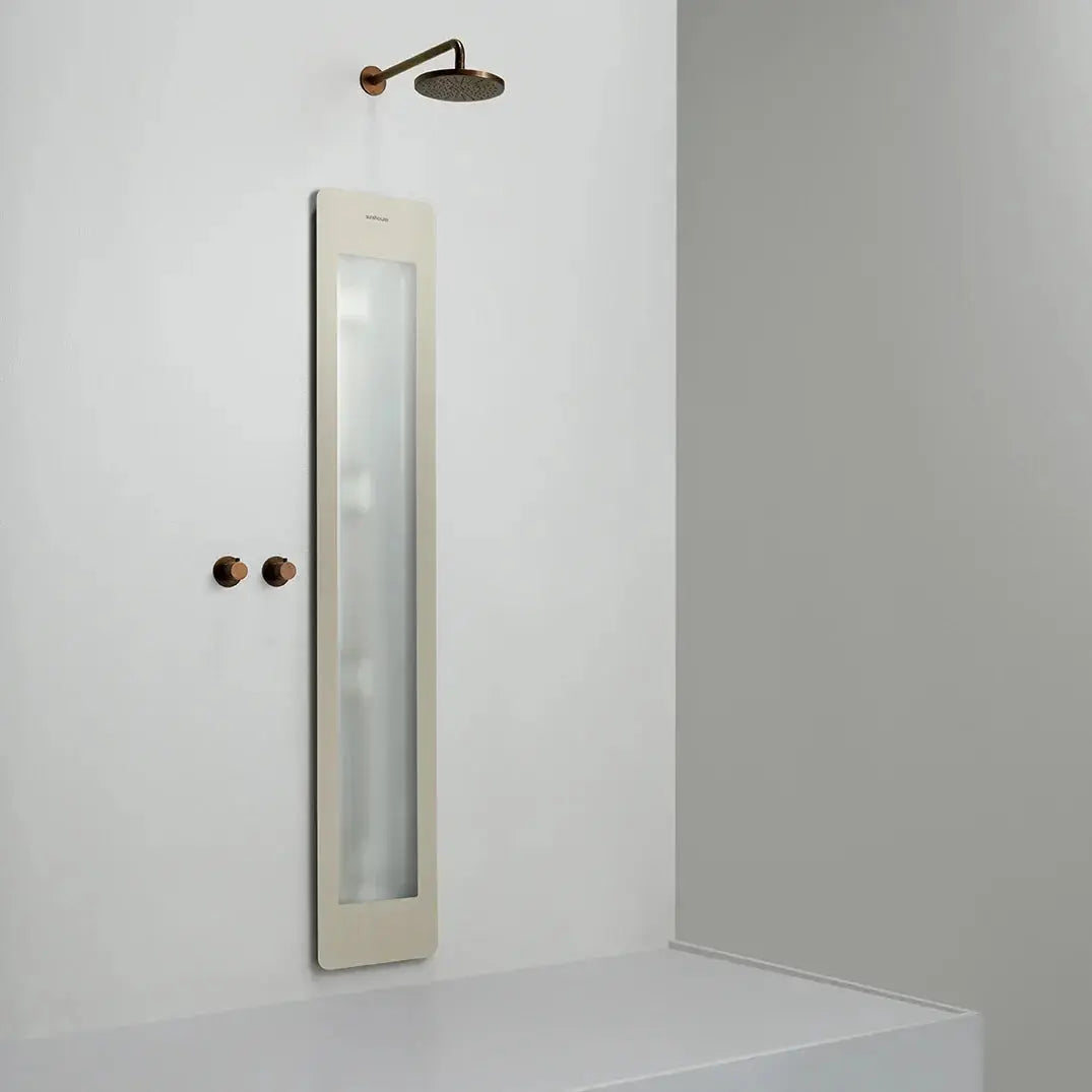 Sunshower Plus Round Sand White Inbouw Wellnesspaneel met infrarood en UV-licht SaniSupreme
