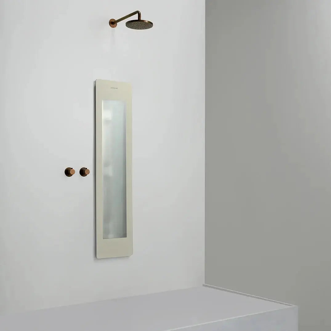 Sunshower Plus Round Sand White Inbouw Wellnesspaneel met infrarood en UV-licht SaniSupreme