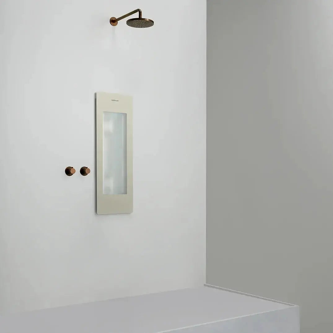 Sunshower Plus Round Sand White Inbouw Wellnesspaneel met infrarood en UV-licht SaniSupreme