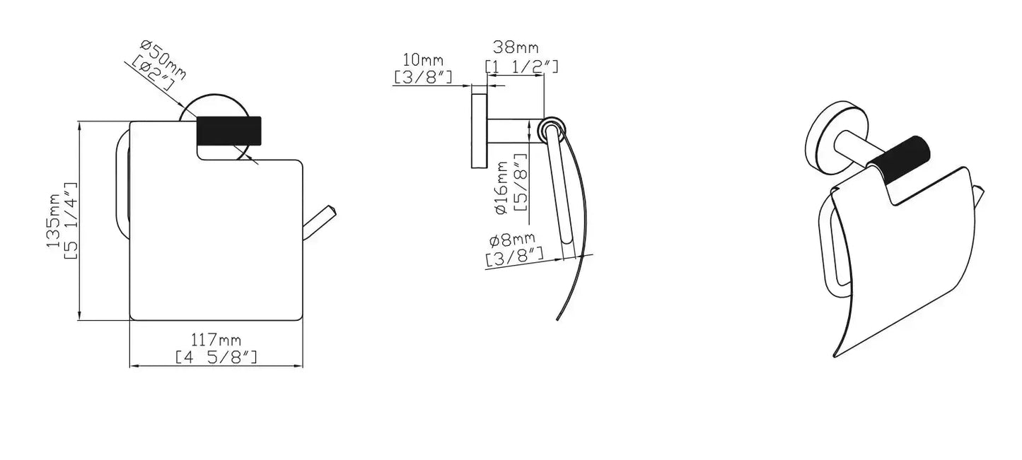 Toiletrolhouder SaniSupreme Linea 16 X 11,7cm Toiletborstel en wc-accessoires combineren? Ontdek deze zwarte toiletrolhouder met moderne uitstraling, compact ontwerp en praktisch gebruiksgemak.