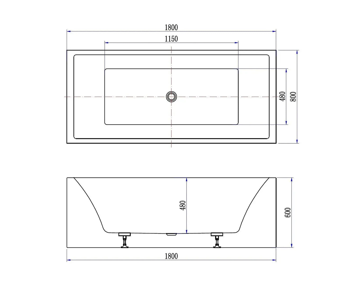 Valaris 180 cm vrijstaand bad Glans Wit