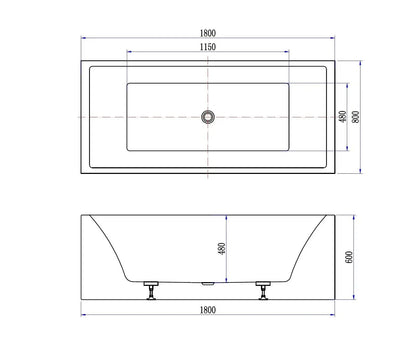 Valaris 180 cm vrijstaand bad Glans Wit