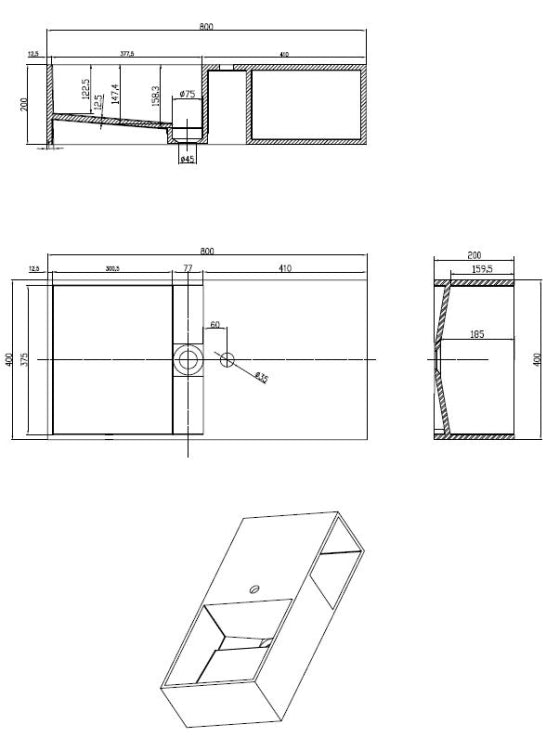 Valtessa solid surface wastafel 80 cm mat wit SaniSupreme2