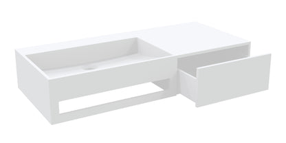Velmora solid surface wastafel met lade 90 cm mat wit SaniSupreme