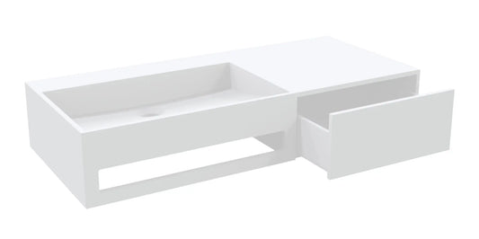 Velmora solid surface wastafel met lade 90 cm mat wit SaniSupreme