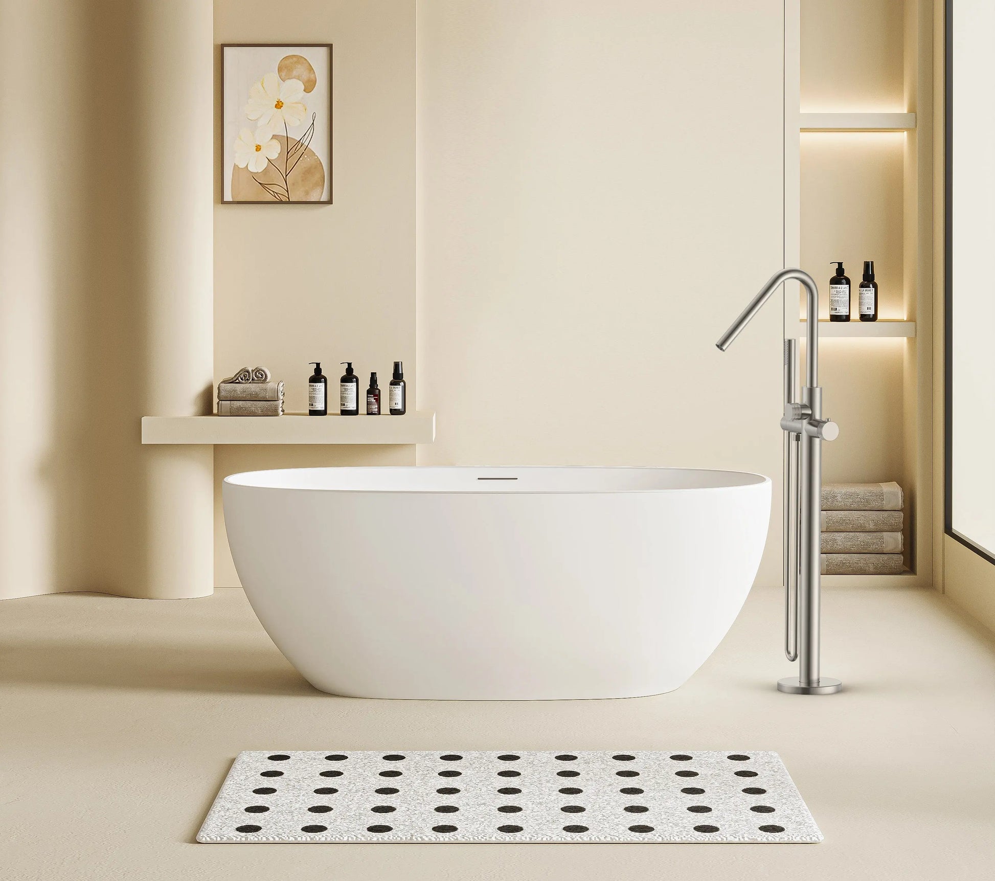 Vrijstaande Badkraan SaniSupreme Veloria Line Camellia met handdouche 112,3 cm Geborsteld RVS