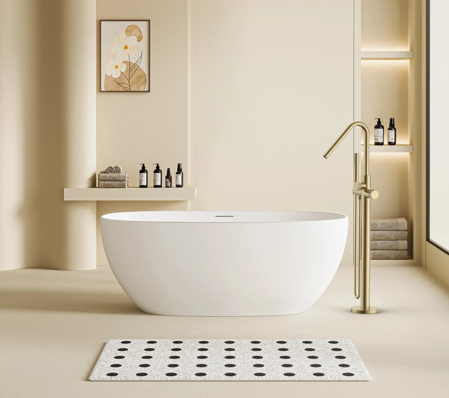 Vrijstaande Badkraan SaniSupreme Veloria Line ThermoBath 300 met handdouche 112,3 cm Goud Sanisupreme