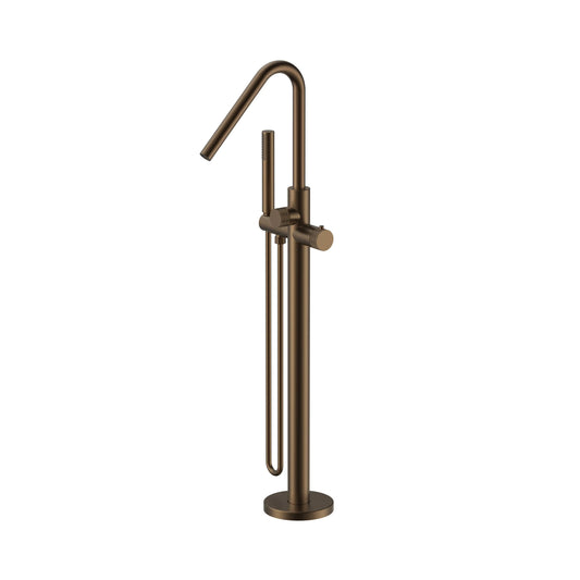 Vrijstaande Badkraan SaniSupreme Veloria Line ThermoBath met handdouche 101,8 - 104,7 cm Bruin Brons