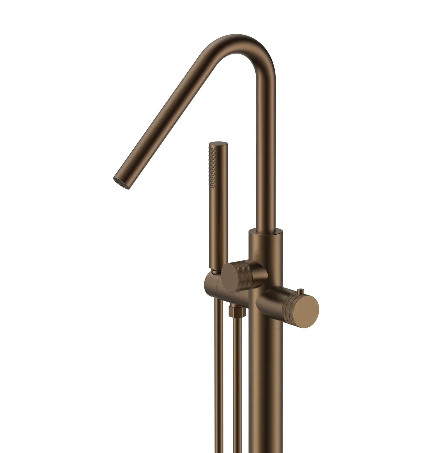 Vrijstaande Badkraan SaniSupreme Veloria Line ThermoBath met handdouche 101,8 - 104,7 cm Bruin Brons Sanisupreme