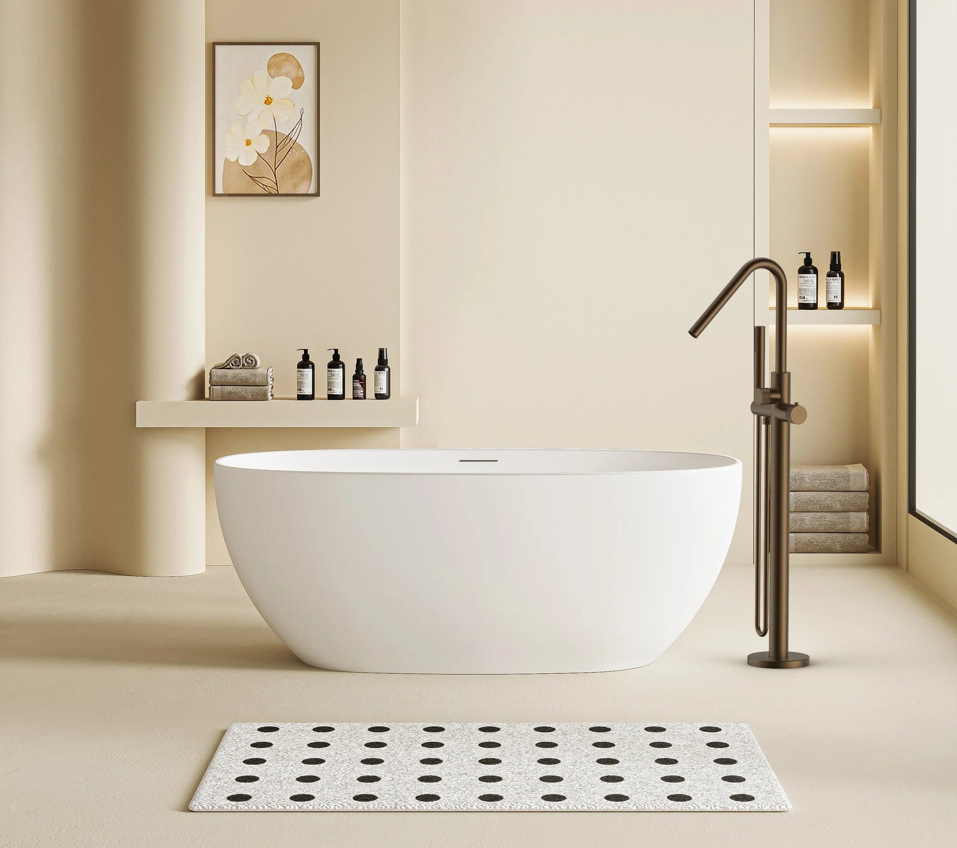 Vrijstaande Badkraan SaniSupreme Veloria Line ThermoBath met handdouche 101,8 - 104,7 cm Bruin Brons