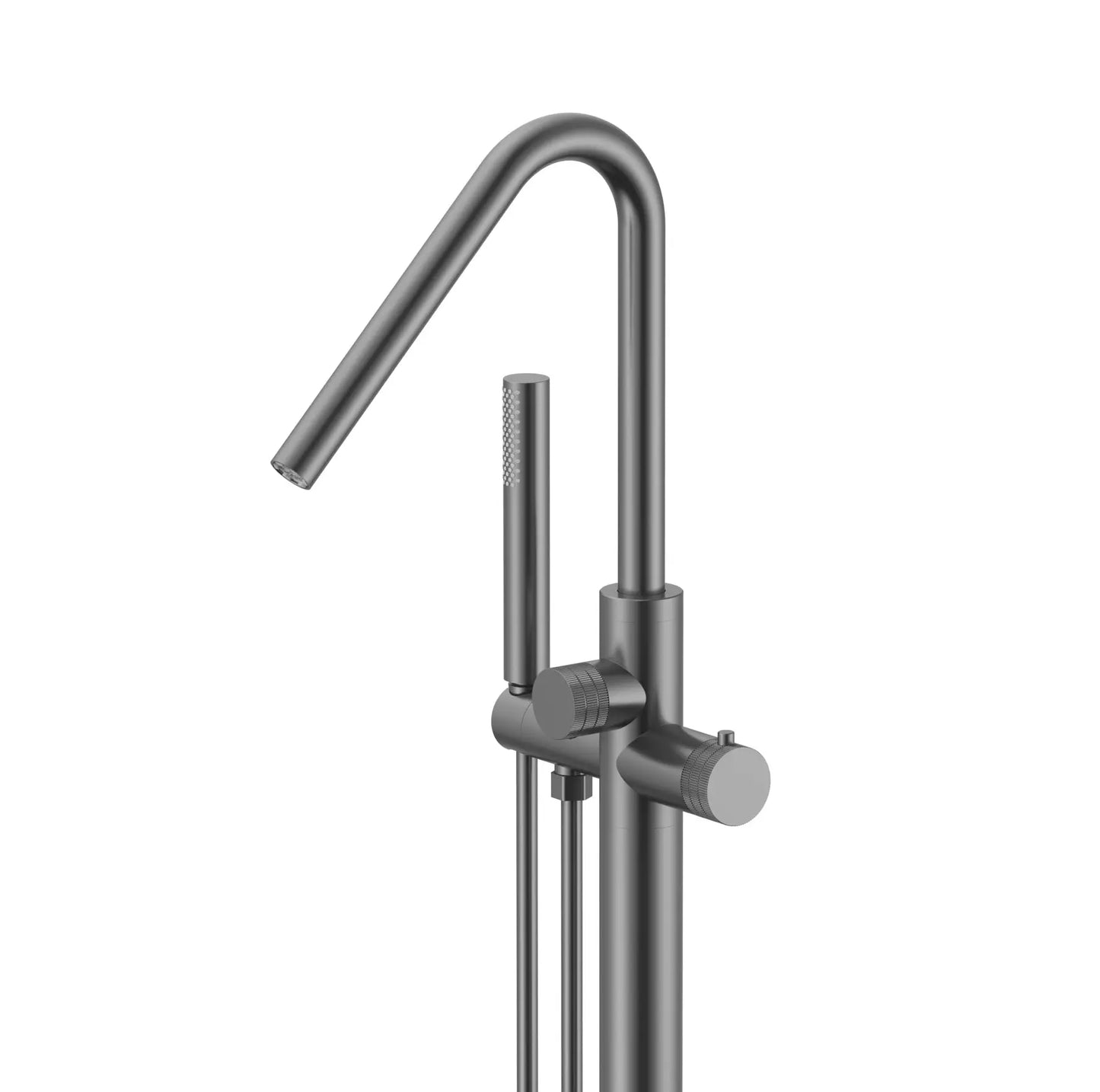 Vrijstaande_Badkraan_SaniSupreme_Veloria_Line_ThermoGunmetal_met_handdouche_112_3_cm_Gunmetal