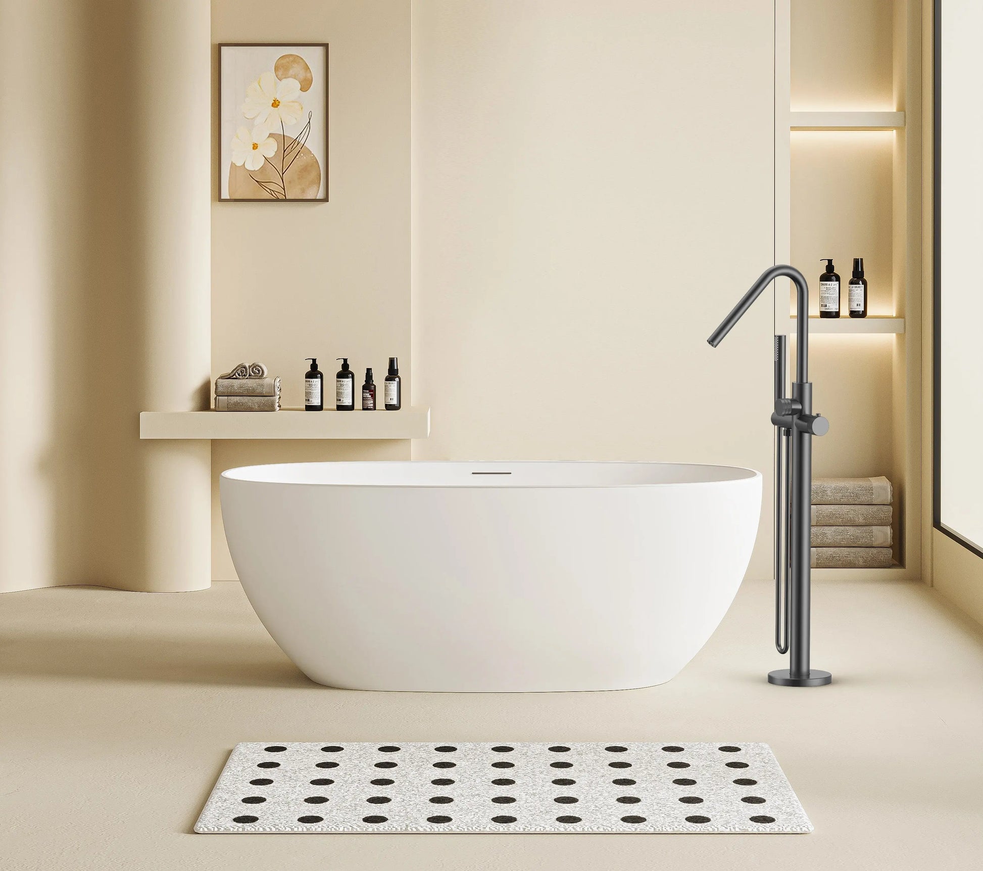 Vrijstaande Badkraan SaniSupreme Veloria Line ThermoGunmetal met handdouche 112,3 cm Gunmetal Sanisupreme