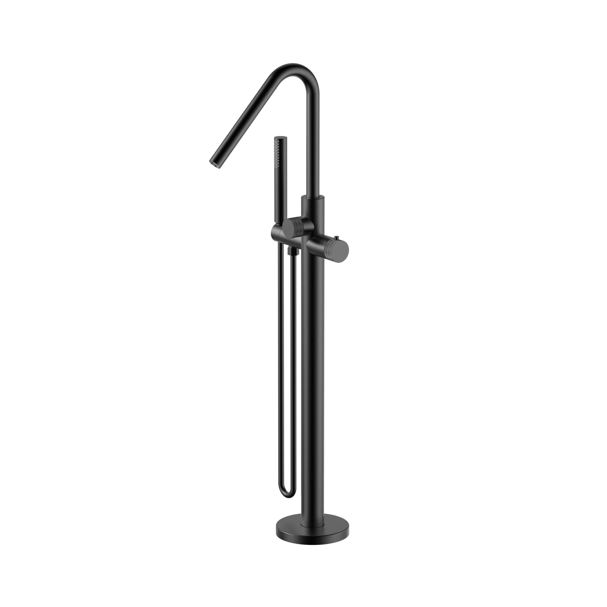 Vrijstaande Badkraan SaniSupreme Veloria Line Thermoblack met handdouche 112,3 cm Mat Zwart