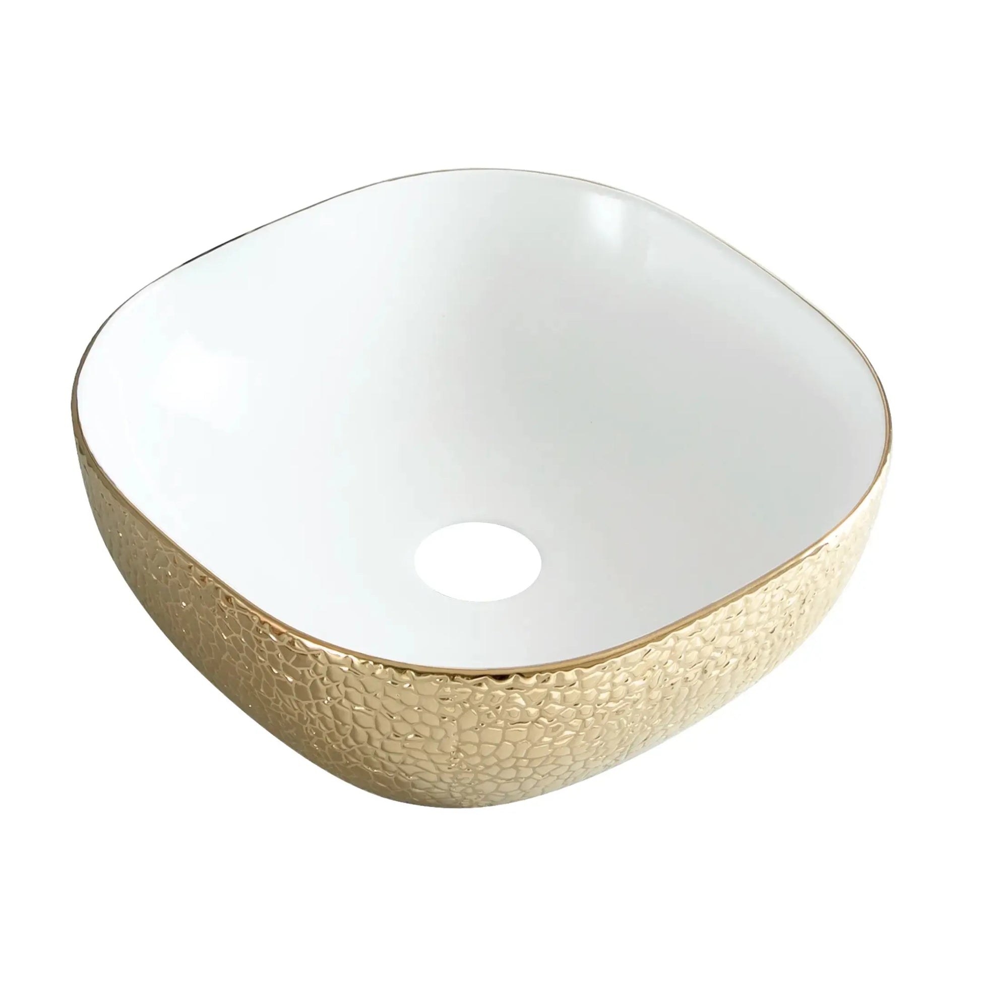 Waskom Krokodilo Keramiek 42,5x42,5x14,5 Glans Goud Glans Wit SaniSupreme Sanisupreme