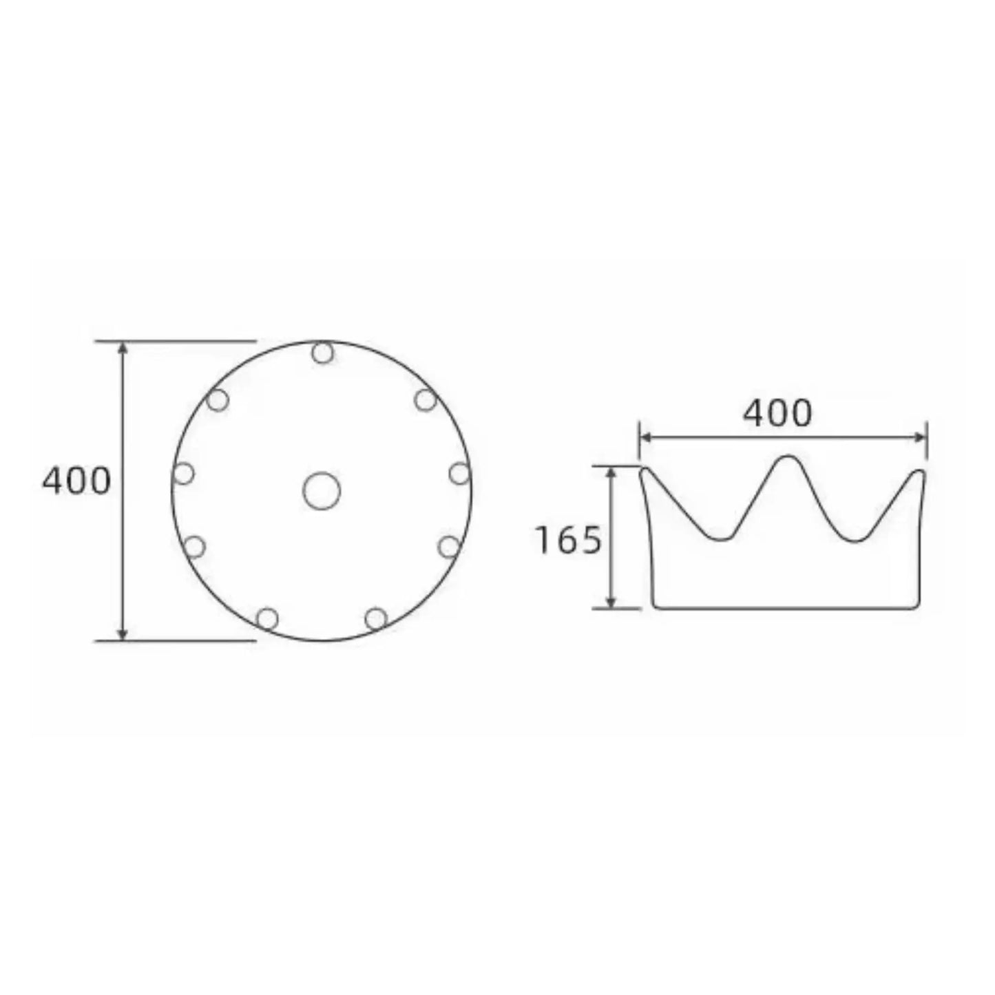 Waskom Kroon Keramiek Ø40xH16,5 Glans Goud Glans Wit SaniSupreme Sanisupreme