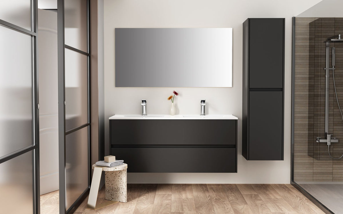 Wastafelonderkast Nerano 120 cm Mat Zwart met 2 Lades SaniSupreme4