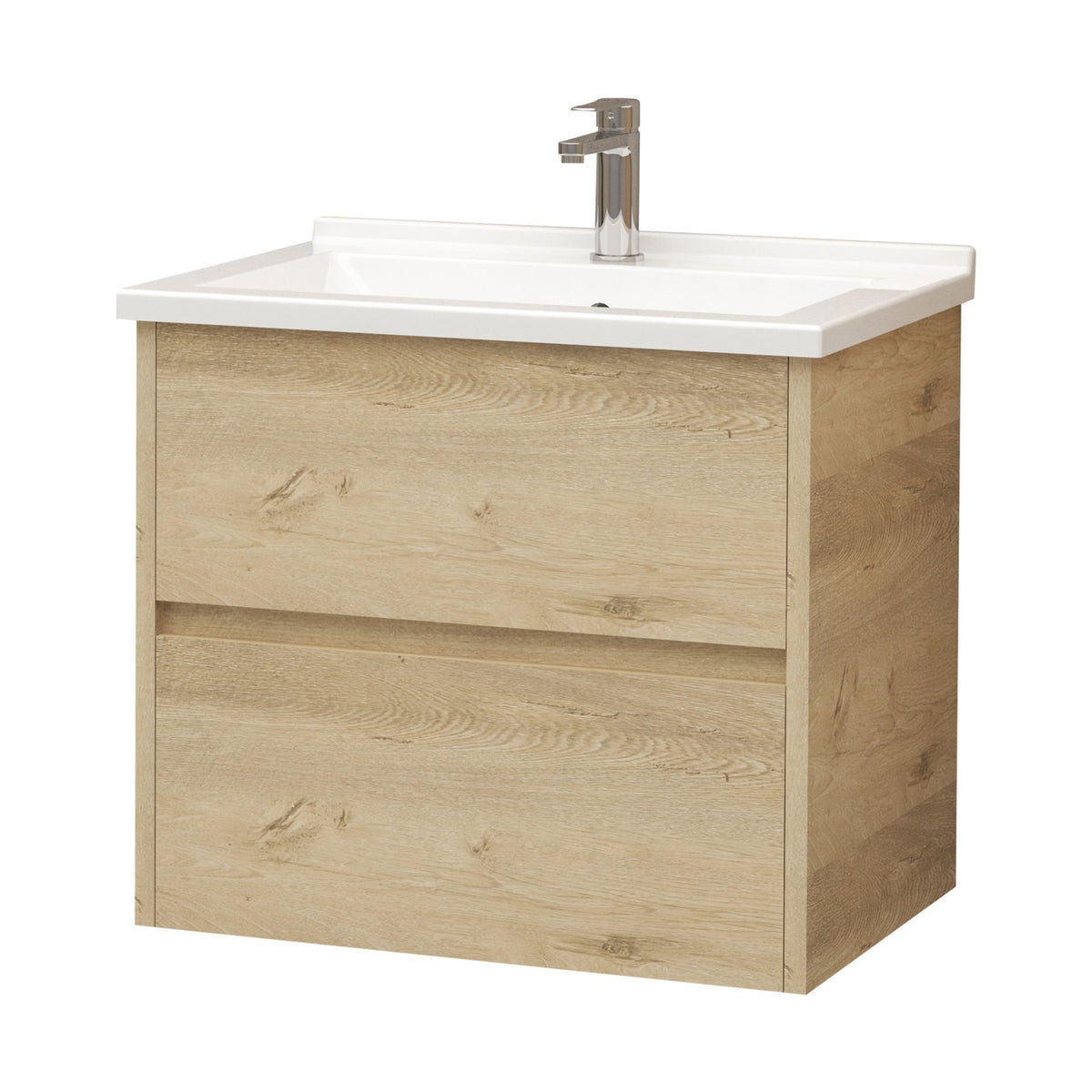 Wastafelonderkast Nerano 60 cm EIK met 2 Lades SaniSupreme3