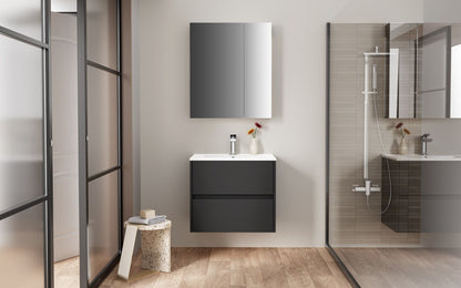 Wastafelonderkast Nerano 60 cm Mat Zwart met 2 Lades SaniSupreme4
