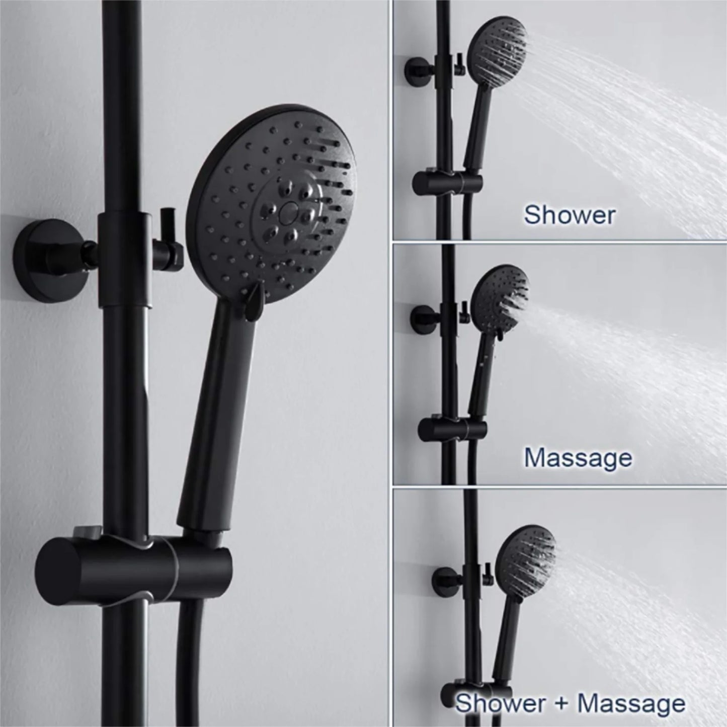 SaniSupreme Aloni Missouri surface-mounted shower set 8 inch rain shower matt black round