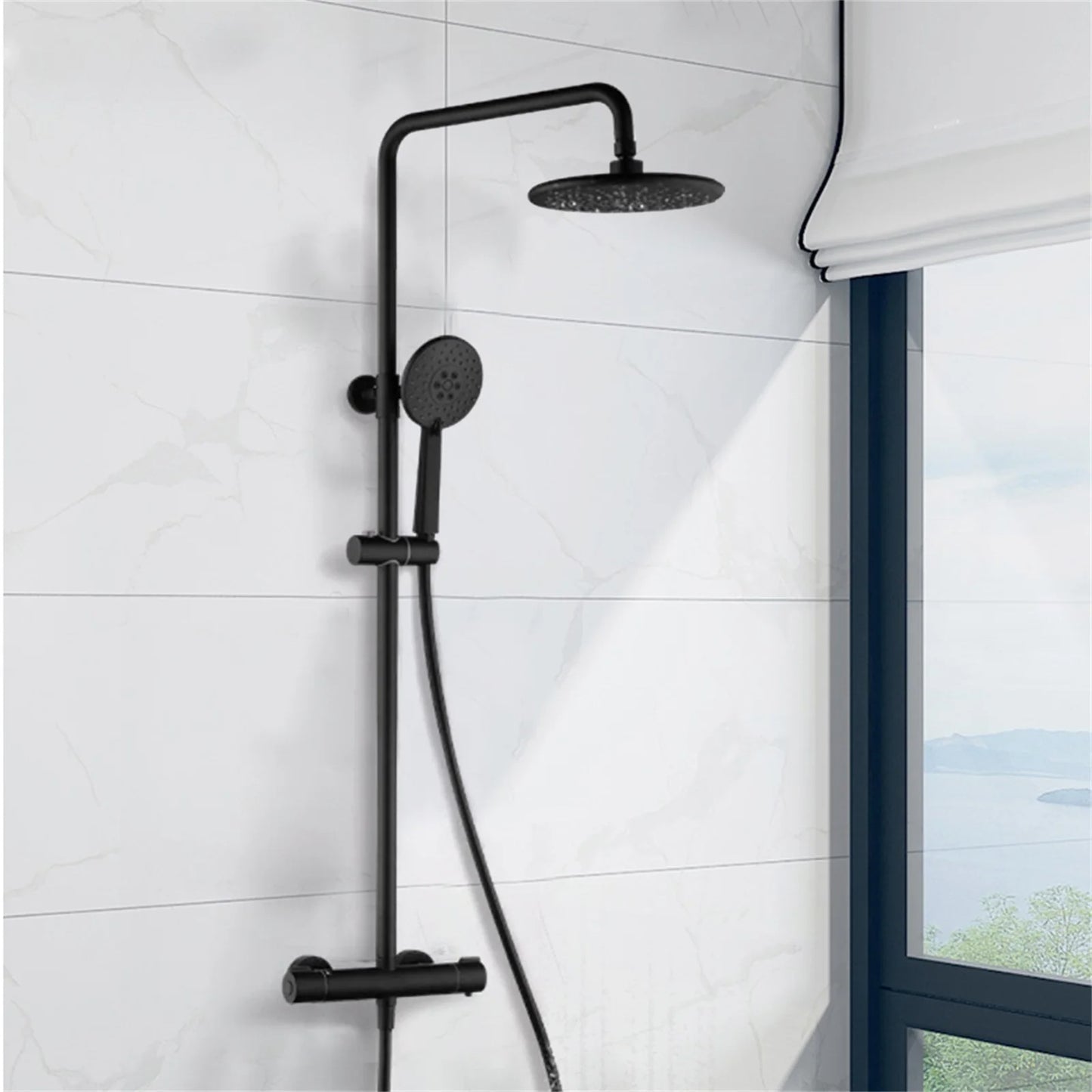 SaniSupreme Aloni Missouri surface-mounted shower set 8 inch rain shower matt black round