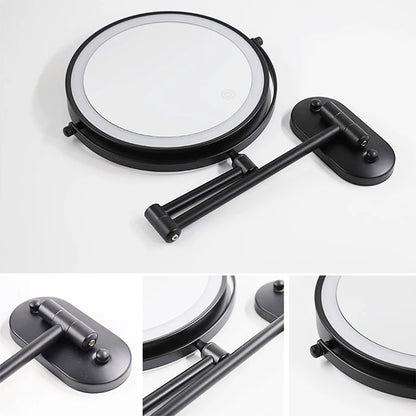 Make-up and Shaving Mirror SaniSupreme Bari Ø20cm LED Lighting 3x Magnification Matt Black