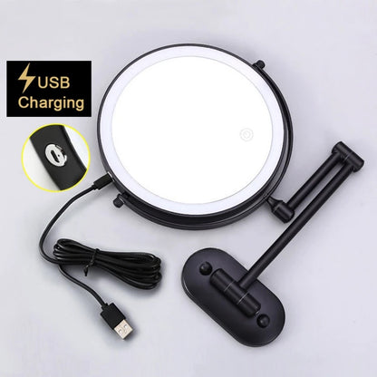 Make-up and Shaving Mirror SaniSupreme Bari Ø20cm LED Lighting 3x Magnification Matt Black