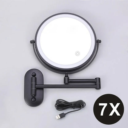 Make-up and Shaving Mirror SaniSupreme Bari Ø20cm LED Lighting 3x Magnification Matt Black