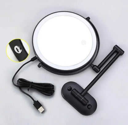 Make-up and Shaving Mirror SaniSupreme Bari Ø20cm LED Lighting 3x Magnification Matt Black