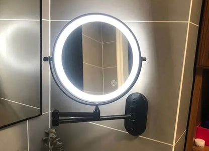 Make-up and Shaving Mirror SaniSupreme Bari Ø20cm LED Lighting 3x Magnification Matt Black